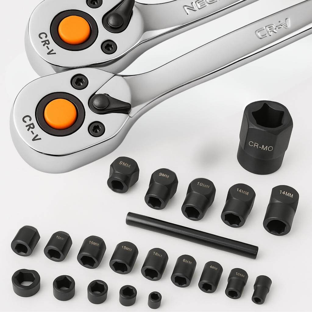 Set Cr-V gedora ručica i Cr-Mo nastavaka različitih dimenzija