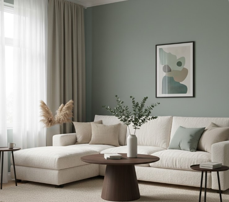 Prigušena zeleno-plava nijansa enterijera