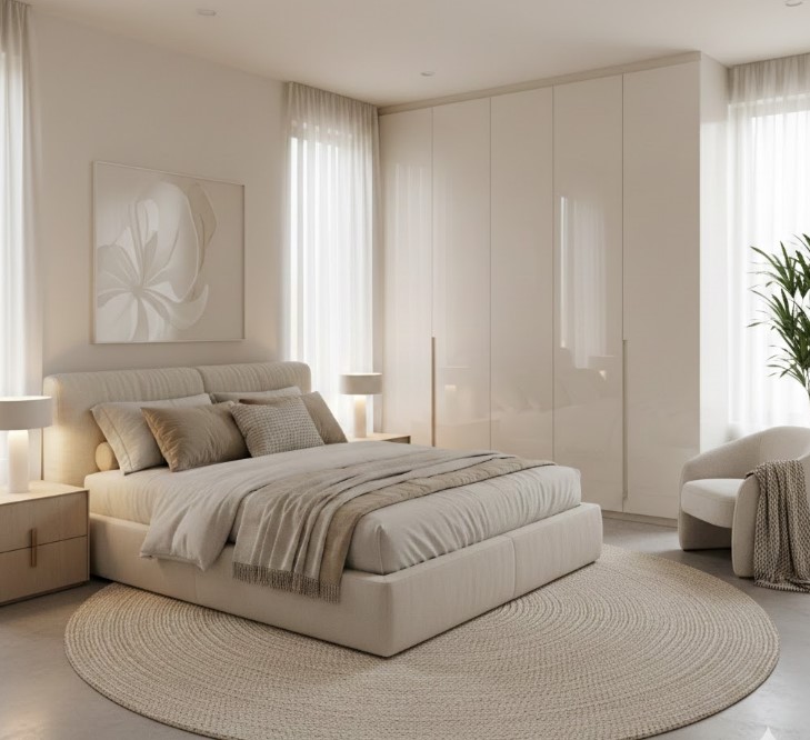 Spavaća soba u krem tonovima